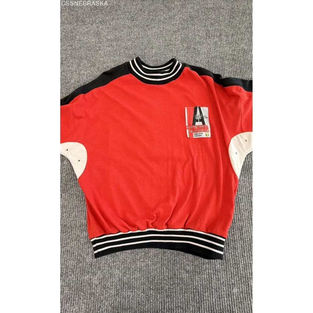 Vintage 80s Adidas Germany Fortschritt Neue Welle Sport Sweatshirt Red Black XL